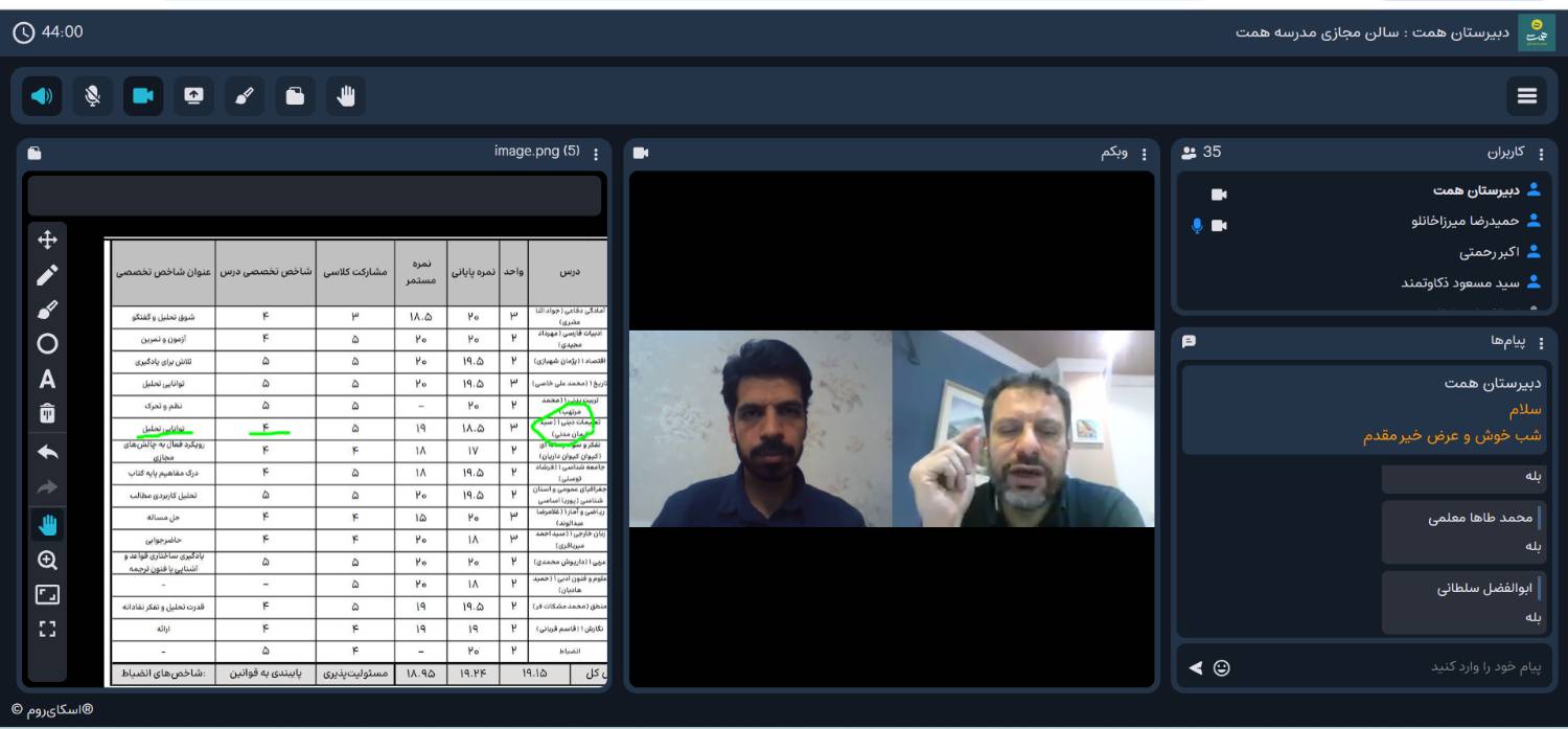 جلسه برخط با والدین محترم جهت تبیین و تحلیلِ ساختار کارنامه همت